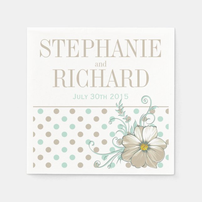 SERVILLETA DE PAPEL MINT BISQUE DOTS STRIPTS PAPER NAPKINS (Anverso)