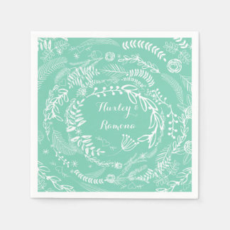 Servilleta De Papel Mint Chalkboard Floral Garland
