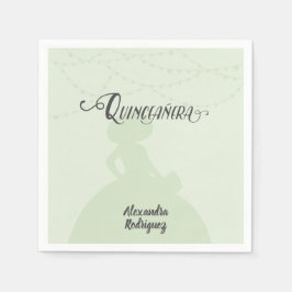 Servilleta De Papel Mint Green Charro Silhouette Quinceanera