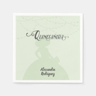 Servilleta De Papel Mint Green Charro Silhouette Quinceanera