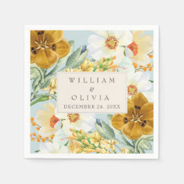 Servilleta De Papel Mint green floral Jardín flor silvestre Noche de p