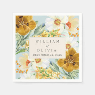 Servilleta De Papel Mint green floral Jardín flor silvestre Noche de p