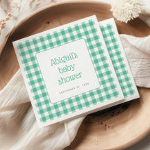 Mint Green Gingham Check Rustic Baby Shower