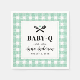 Servilleta De Papel Mint Green Gingham Plaid Baby Q