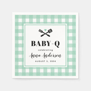 Servilleta De Papel Mint Green Gingham Plaid Baby Q