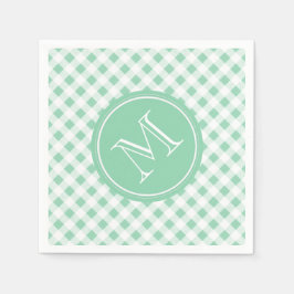 Servilleta De Papel Mint Green y White Gingham, su monograma