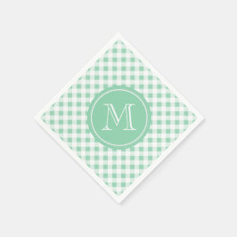 Servilleta De Papel Mint Green y White Gingham, su monograma