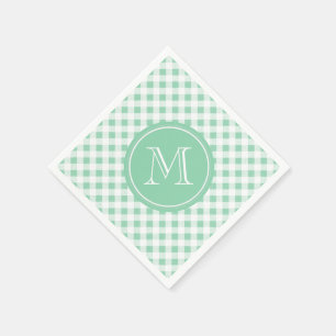 Servilleta De Papel Mint Green y White Gingham, su monograma