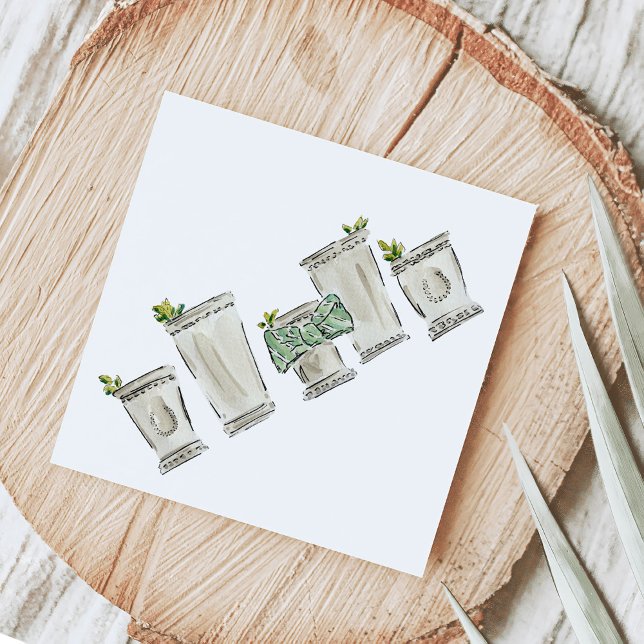 Servilleta De Papel Mint Julep Ilustración de Carrera de Caballos Derb (Mint Julep Watercolor Illustrated Horse Race Derby Day Cocktail Napkins)