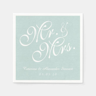 Servilleta De Papel Mint Linen Sr. y Sra. Boda Paper Napkins