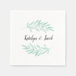 Servilleta De Papel Mint Watercolor Green Foliage Custom Wedding