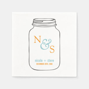 Servilleta De Papel Mint y Tangerine Mason Jar Monogramed Boda