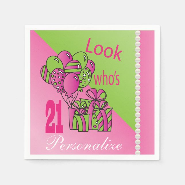 Servilleta De Papel Mira quién tiene 21 años | 21 cumpleaños (Anverso)