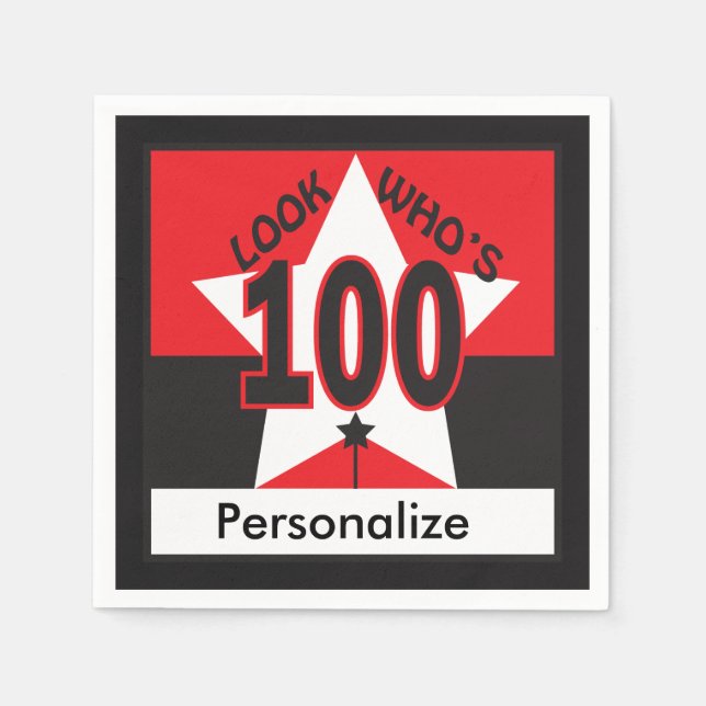 Servilleta De Papel Mira quién tiene cien años | 100 cumpleaños (Anverso)