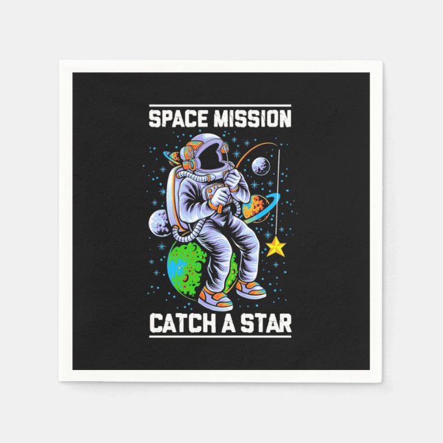 Servilleta De Papel Misión Espacial Astronauta Atrapa Una Estrella (Anverso)