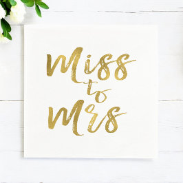 Servilleta De Papel Miss a la Sra. Bridal Shower Relieve metalizado do