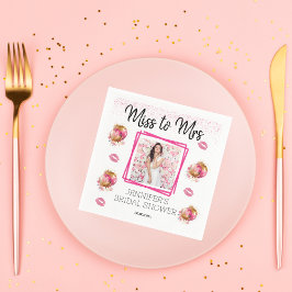 Servilleta De Papel Miss a la Sra. Purpurina Rosa, ducha de novia. Fot