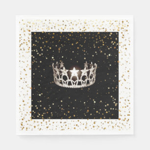 Servilleta De Papel Miss EE.UU. Plata Crown Gold Stars Napkin de papel