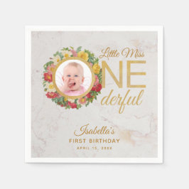 Servilleta De Papel Miss Maravillosa Foto Floral Wreath Primer cumplea