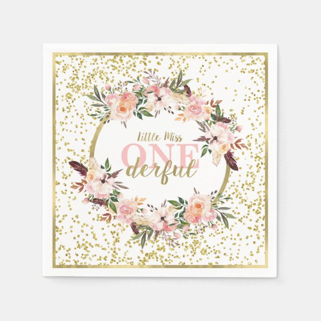 Servilleta De Papel Miss OneMaravillosa Napkin de Cumpleaños (Anverso)