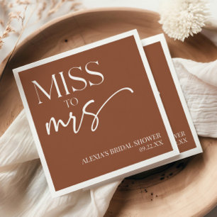 Servilleta De Papel Miss To Mrs Brown Boho Bohemian Bridal Shower