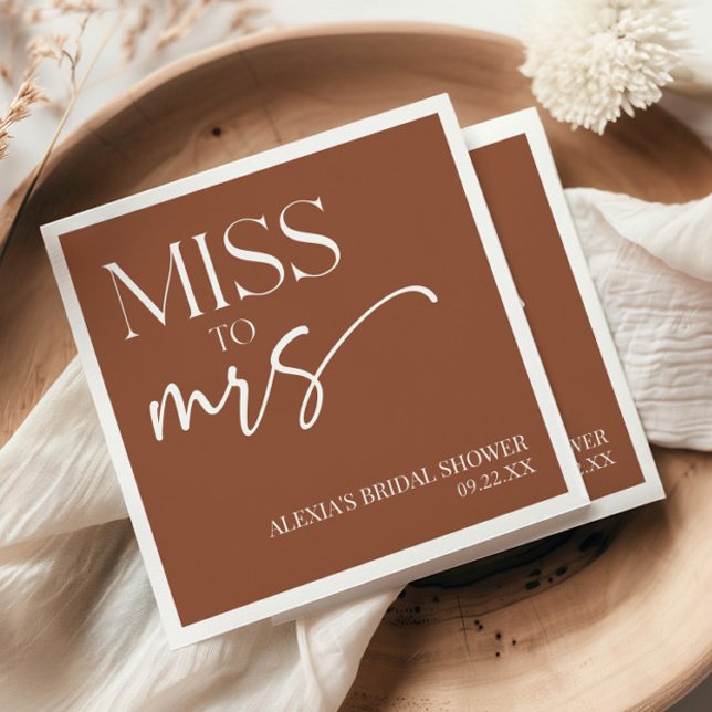 Servilleta De Papel Miss To Mrs Brown Boho Bohemian Bridal Shower (Subido por el creador)