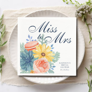 Servilleta De Papel Miss To Mrs Floral Succulent Macaron Bridal Shower