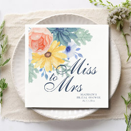 Servilleta De Papel Miss To Mrs Floral Succulent Macaron Bridal Shower