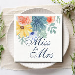 Servilleta De Papel Miss To Mrs Floral Succulent Macaron Bridal Shower<br><div class="desc">Las toallas Fiestas de papel de la señorita To Mrs Floral Succulent Macaron Bridal Shower Paper presentan elegantes flores acuarelas sobre un fondo blanco. Personalice editando el texto en los cuadros de texto proporcionados. Diseñado por ©Evco Studio www.zazzle.com/store/evcostudio</div>
