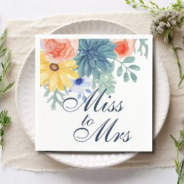 Servilleta De Papel Miss To Mrs Floral Succulent Macaron Bridal Shower