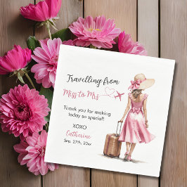 Servilleta De Papel Miss To Mrs Travel Pink Bow Vestido Bridal Shower