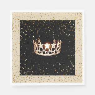 Servilleta De Papel Miss USA Gold Crown Gold Stars Napkin