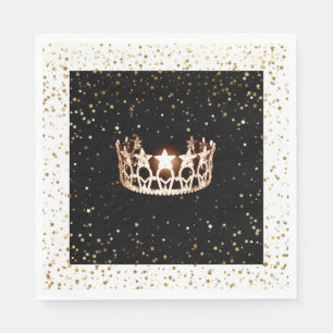 Servilleta De Papel Miss USA Gold Crown Gold Stars Napkin