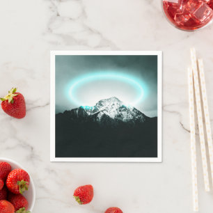 Servilleta De Papel Misteriosa luz de neón azul de montaña nevada