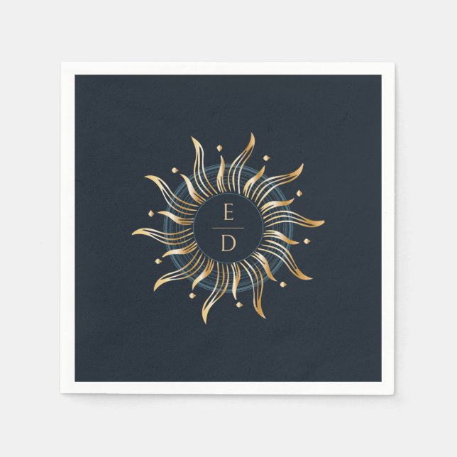 Servilleta De Papel Mística dorada de la Marina del Sol Celestial (Anverso)