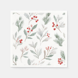 Servilleta De Papel Mistletoe and Holly Berries Pattern