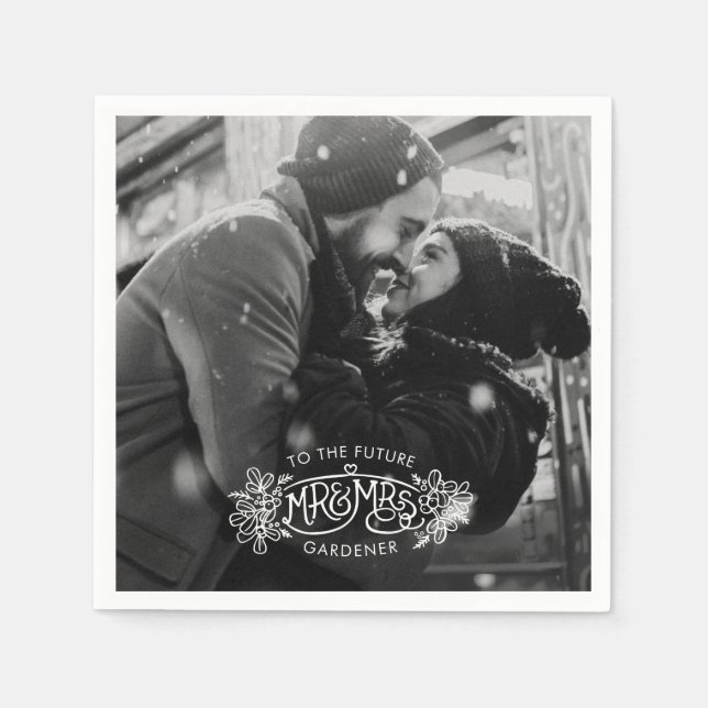 Servilleta De Papel Mistletoe del partido de compromiso agrega tu prop (Anverso)