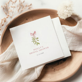 Servilleta De Papel Mistletoe Dusty Rosa Bow Bridal Shower