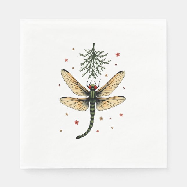 Servilleta De Papel Mistletoe Kiss Dragonfly (Anverso)