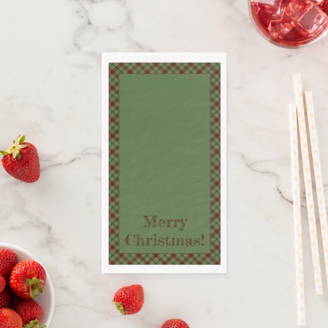 Servilleta De Papel Mistletoe y Holly Plaid (In situ)