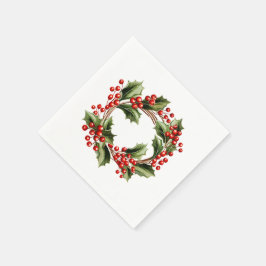 Servilleta De Papel Mistletotradicional: Navidades Napkins con copos d