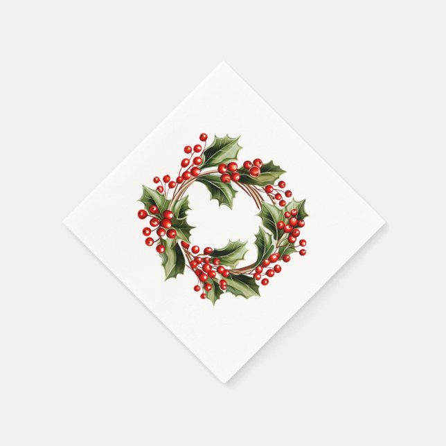 Servilleta De Papel Mistletotradicional: Navidades Napkins con copos d (Borde)
