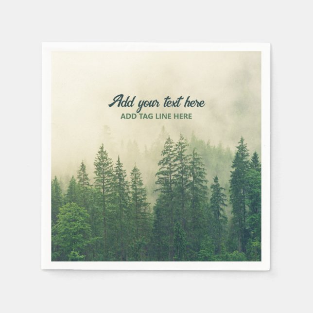 Servilleta De Papel Misty Pine Forest Trees Personalizado Keepsake (Anverso)