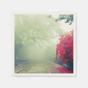 Servilleta De Papel Misty Railroad Tracks Scene Photo Boda Event
