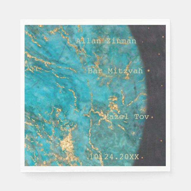 Servilleta De Papel Mitzvah de murciélago o bar fuera de las toallas d (Anverso)