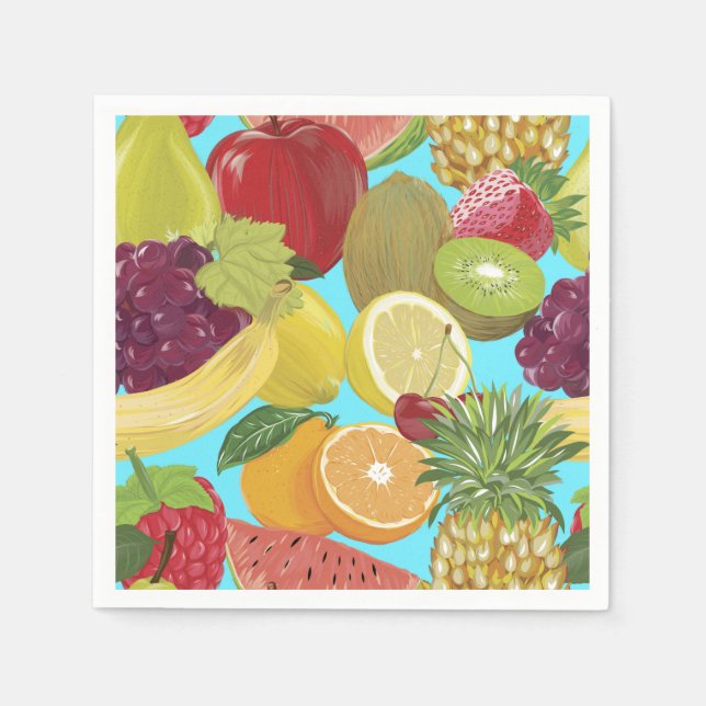Servilleta De Papel Mixed Tropical Fruit Illustration Pattern (Anverso)