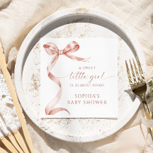 Mocha Bow Sweet Little Girl Baby Shower
