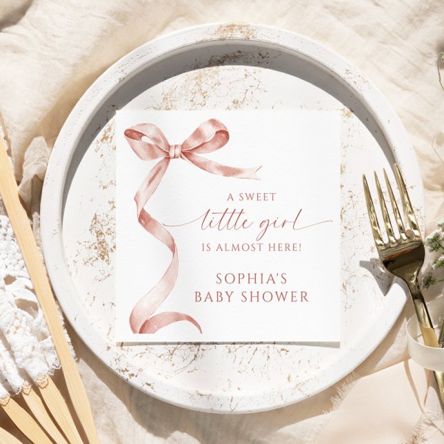Servilleta De Papel Mocha Bow Sweet Little Girl Baby Shower (Subido por el creador)