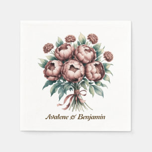 Servilleta De Papel Mocha Brown Blooms Boda