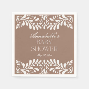 Servilleta De Papel Mocha Brown Talavera Tile Fiesta Baby Shower